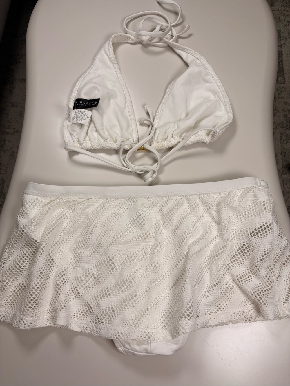 LA BLANCA White Crochet Bikini Set with Gold Accents - Picture 6 of 9
